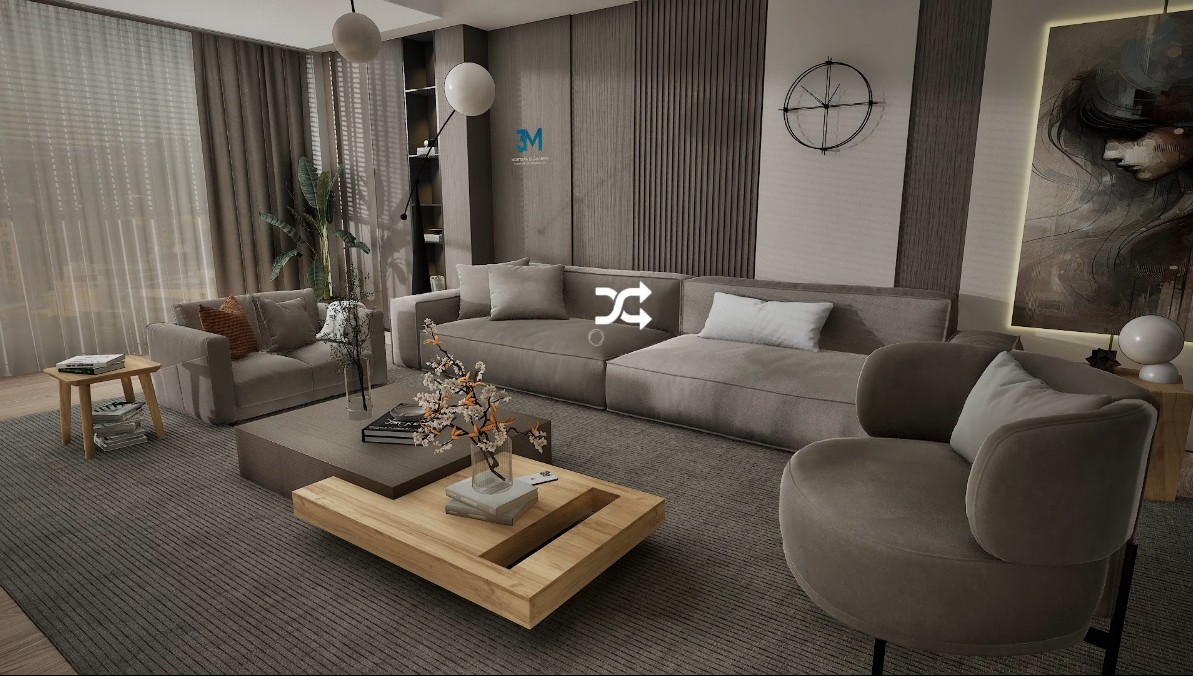 Interactive Interior Livingroom and Kitchen Visualization